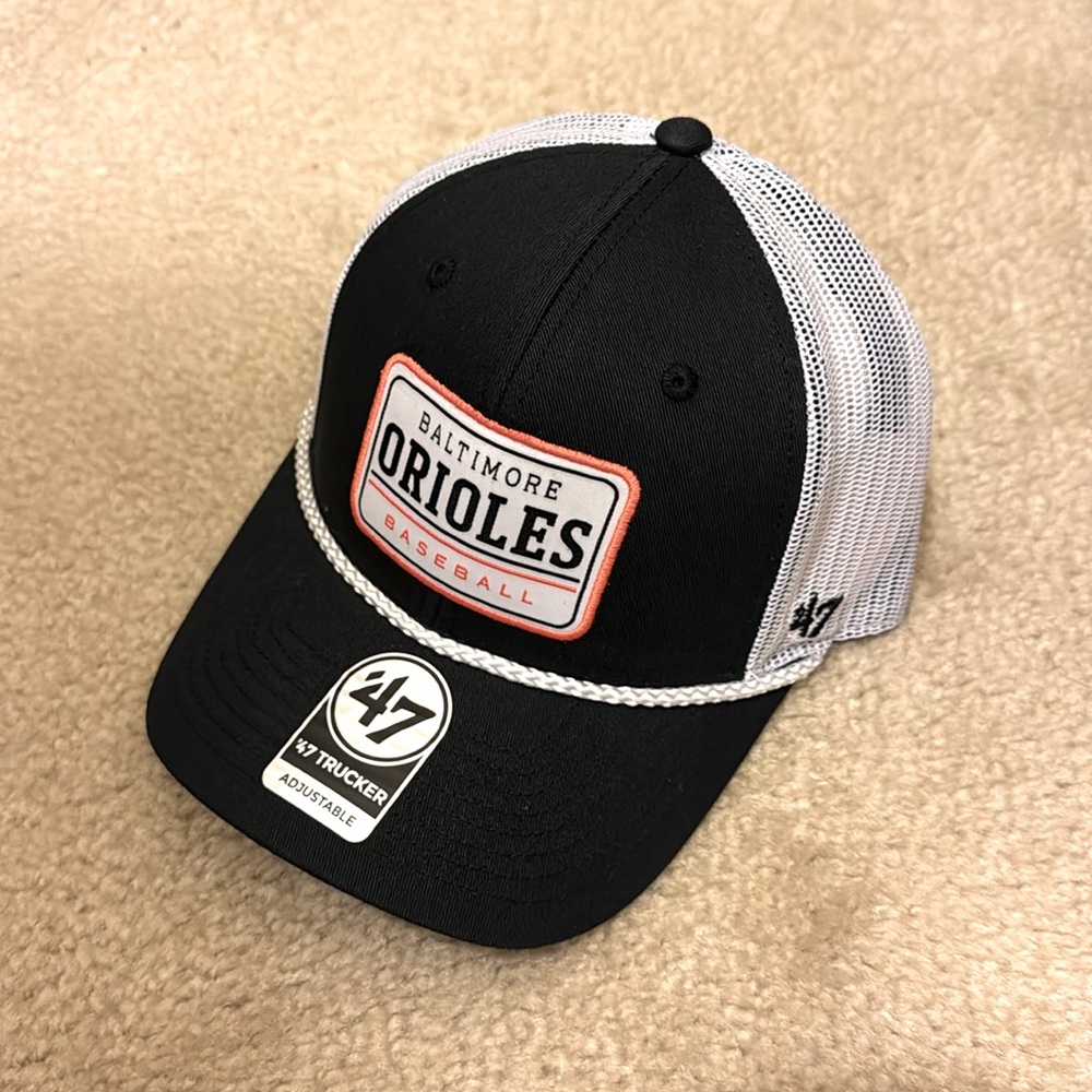 NWT ‘47 MLB Baltimore Orioles Ellington TC Rope Mesh Adjustable Trucker Hat